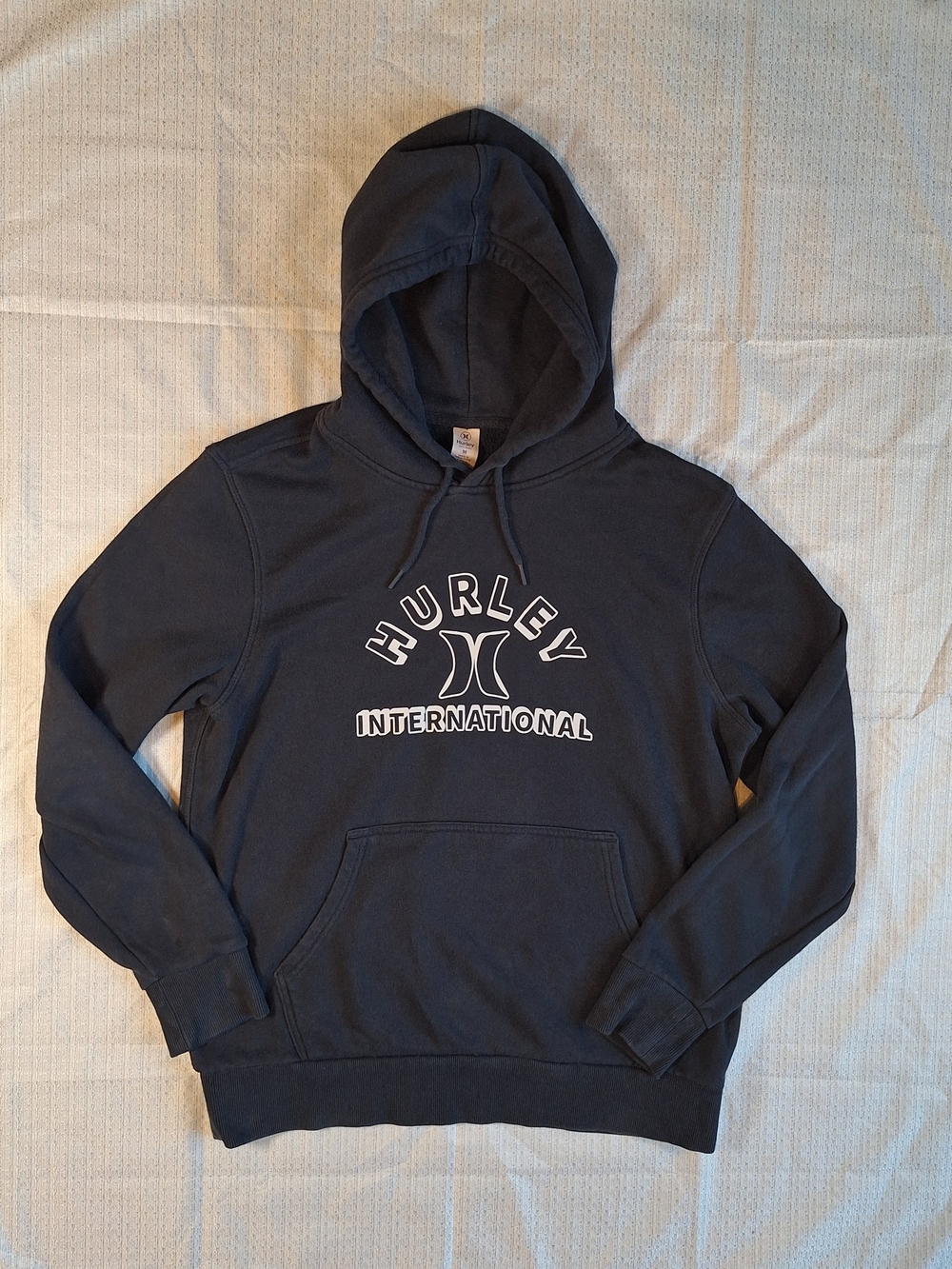 Hurley Black Pullover Hoodie with White Logo Size M